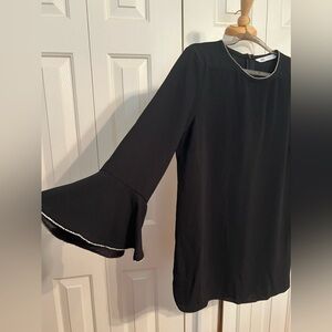 Zara Shimmer Rhinestone Trim with Ruffled Sleeves in Black Size XS